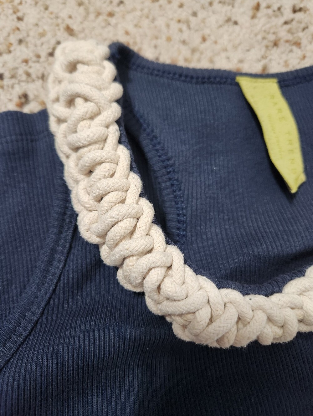 Braided Rope Collar Ribbed Racerback Tank Top XS/S - Picture 3 of 8